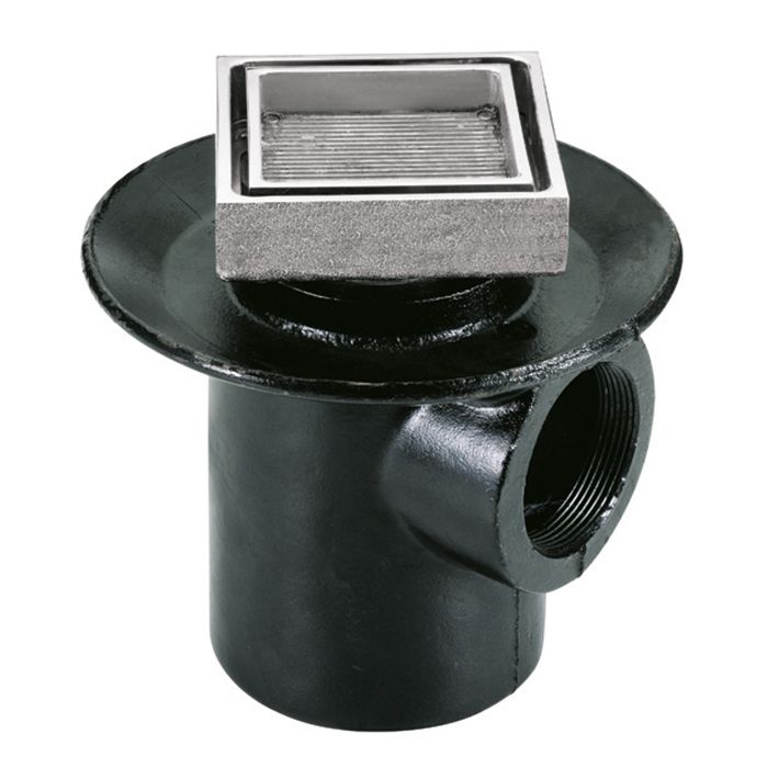 Coladera de contorno cuadrada para inserto cerámico de máximo 10 mm de espesor una boca Cromo.