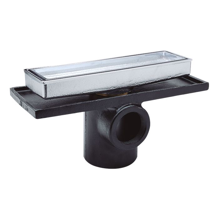Coladera de contorno rectangular de 30 cm para inserto cerámico de máximo 10 mm de espesor una boca Cromo.