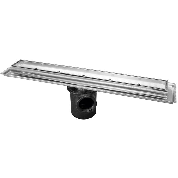 Coladera de contorno rectangular de 60 cm para inserto cerámico de máximo 10 mm de espesor una boca Cromo.