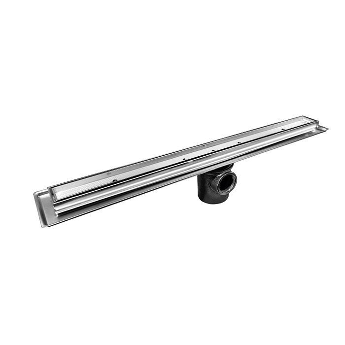 Coladera de contorno rectangular de 90 cm para inserto cerámico de máximo 10 mm de espesor una boca Cromo.