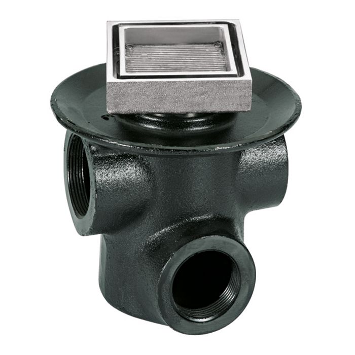 Coladera de contorno cuadrada para inserto cerámico de máximo 10 mm de espesor tres bocas Cromo.