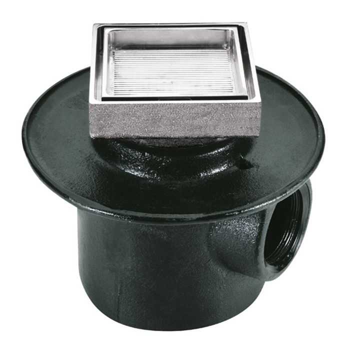 Coladera de contorno cuadrada para inserto cerámico de máximo 10 mm de espesor una boca Cromo.