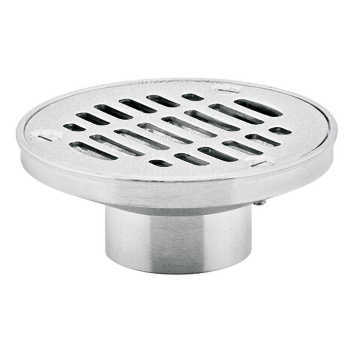 Rebosadero de rejilla redondo. Acero inoxida - ble brillante conexión para tubo 51 mm (2") para retacar.