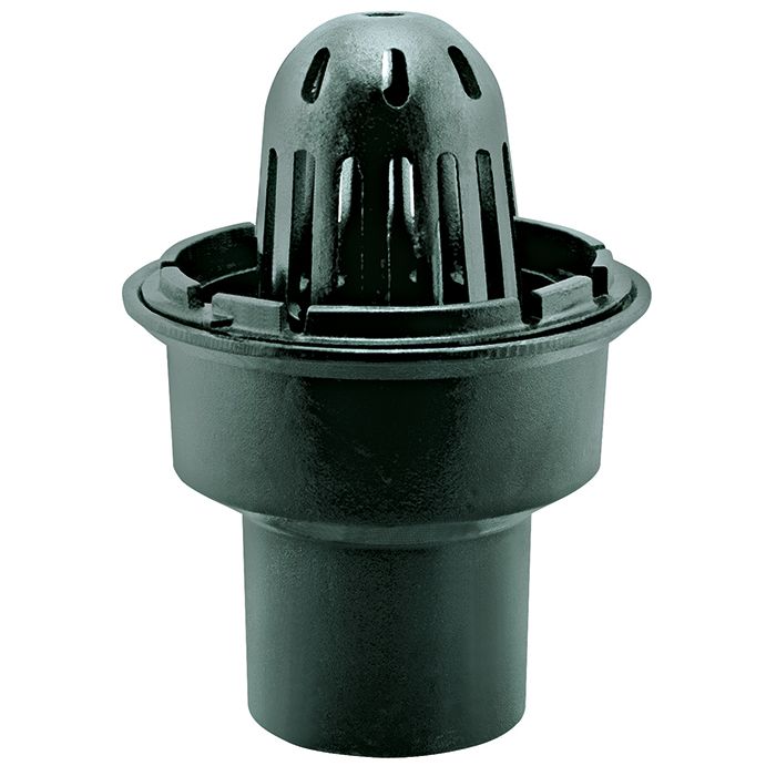 Coladera de cúpula para azotea conexión para tubo 102 mm (4") para retacar.