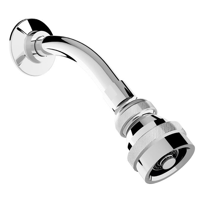Regadera con brazo y chapetón de chorro fijo de limpieza automática, sin válvula de control, Cromo.