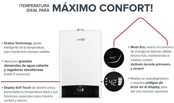 Calentador de Agua Instantáneo CALOREX Plenus Advance. . 24 L Gas Natural