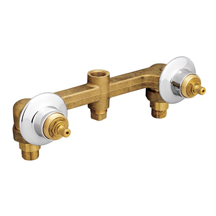 Ensamble doble de empotrar para regadera o tina valvex de compresión, con chapetones Cromo.