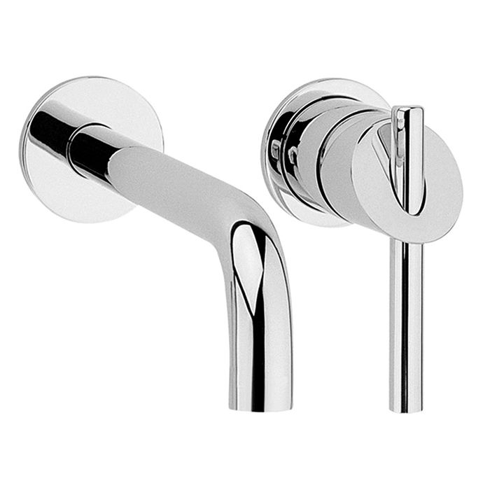 Monomando para lavabo a pared Nuva Cromo. Incluye contra de push.
