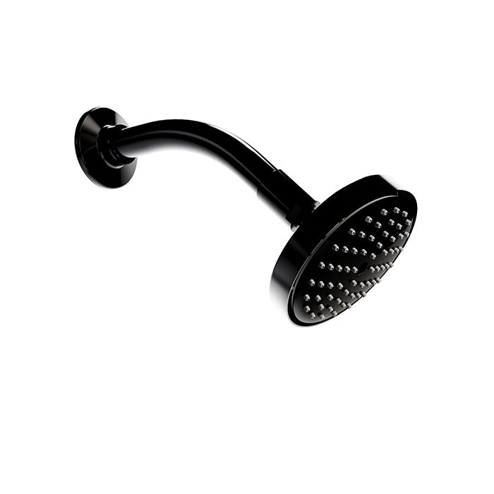 Regadera con brazo y chapetón de chorro fijo con sistema anticalcáreo Obsidiana. RM-18-OB NUEVO