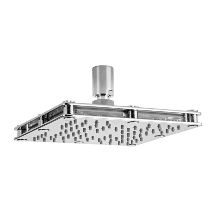 Regadera cuadrada de chorro fijo con tecnología Aireavex, sistema anticalcáreo, plato ancho de 6" 5.7 l/min Ecolvex, Cromo. No incluye brazo.