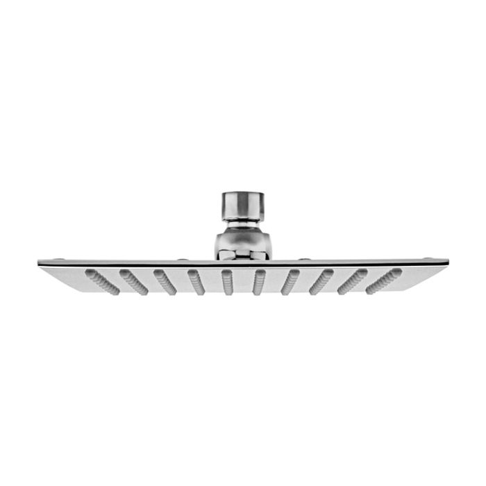 Regadera cuadrada de chorro fijo ultraplana con sistema anticalcáreo plato ancho de 8" Cromo. No incluye brazo.