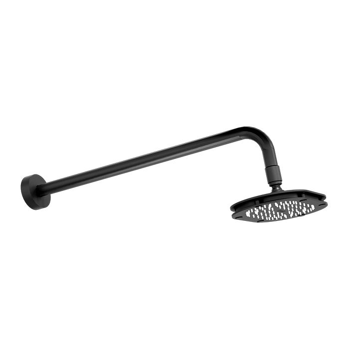 Regadera con brazo y chapetón de chorro fijo con tecnología Aireavex, sistema anticalcáreo plato ancho de 5"x8" Ébano.