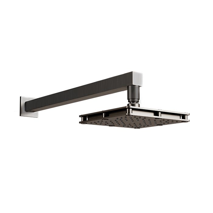 Regadera cuadrada con brazo y chapetón de chorro fijo con tecnología Aireavex, sistema anticalcáreo plato ancho de 6" Titanium. RM-18-TN NUEVO