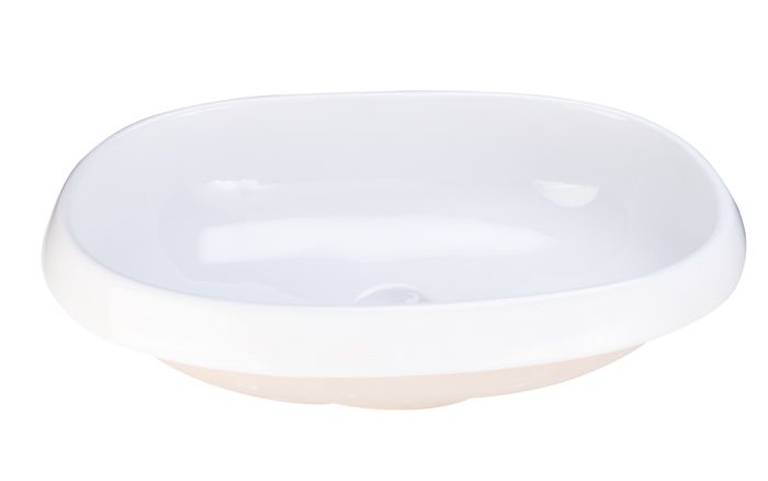 Lavabo Elipsis II de sobrecubierta sin rebosadero blanco.