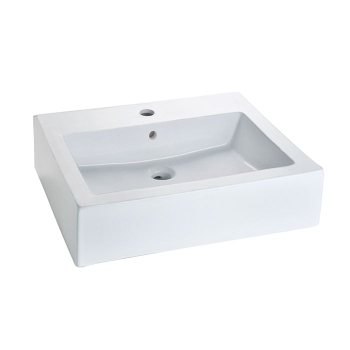 Lavabo Futura de sobreponer de una perforación con rebosadero blanco.