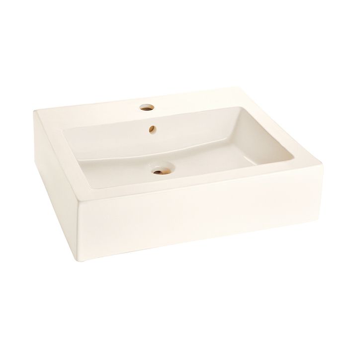 Lavabo Futura de sobreponer de una perforación con rebosadero marfil.
