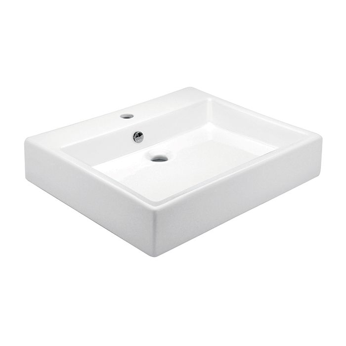 Lavabo Lucerna de sobreponer de una perforación con rebosadero, blanco.