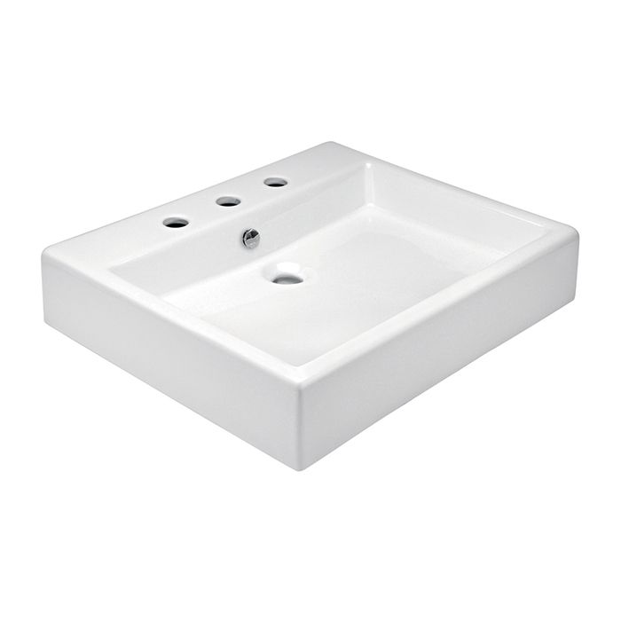 Lavabo Lucerna de sobreponer de tres perforaciones con rebosadero, blanco.