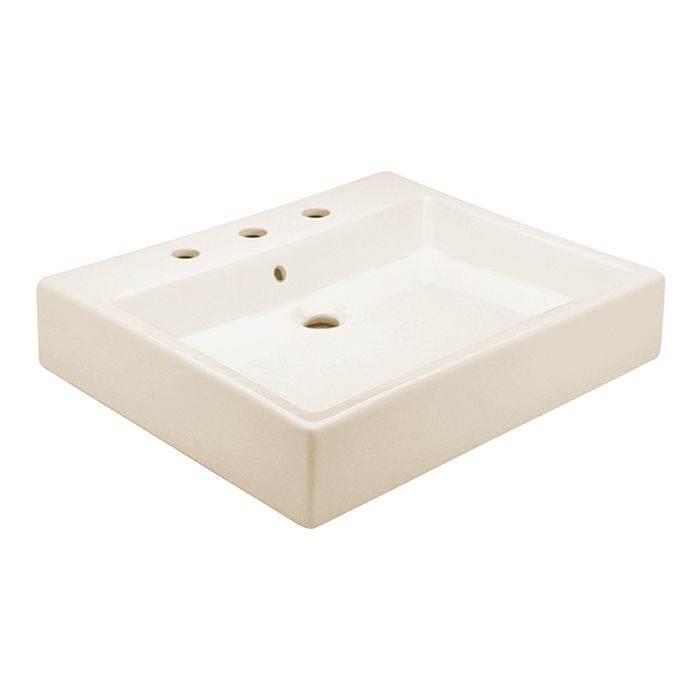 Lavabo Lucerna de sobreponer de tres perforaciones con rebosadero, marfil.