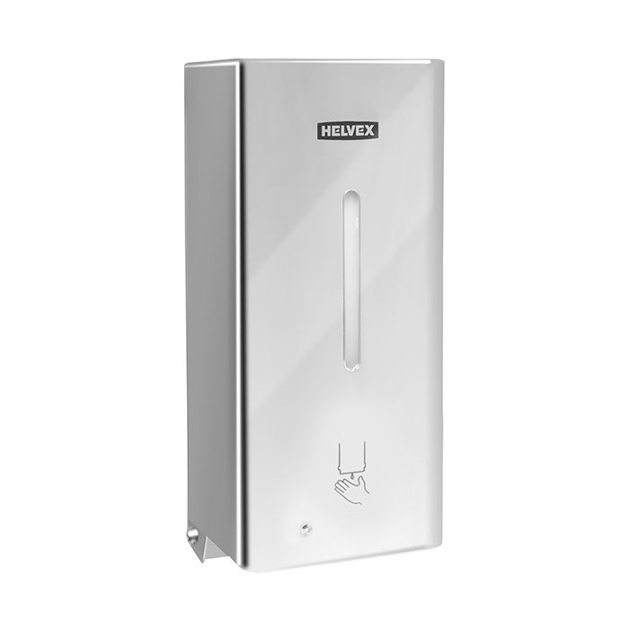 Dosificador electrónico de sensor de baterías para jabón líquido. Acero inoxidable brillante.
