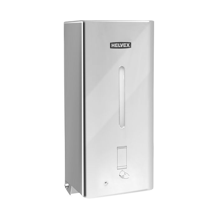 Dosificador electrónico de sensor de baterías para jabón de espuma. Acero inoxidable brillante.