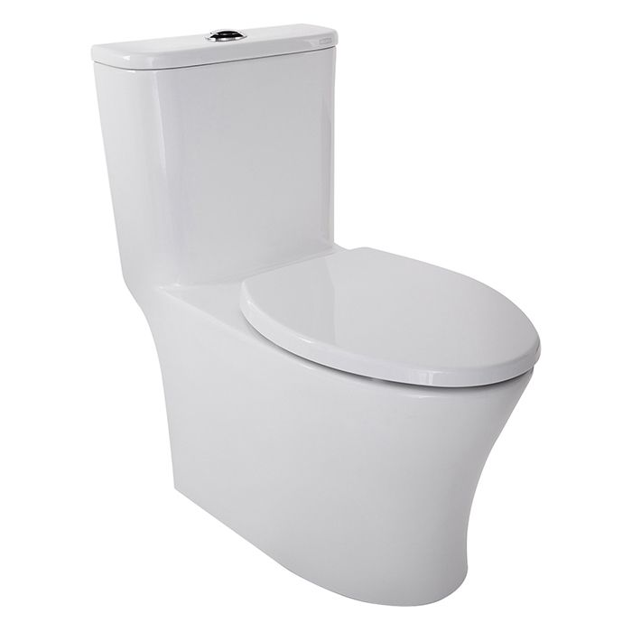 Inodoro One Piece Rivoli Plus, elongado trampa oculta, Sistema Turvex, altura confortable, 4.8 LPD, blanco. Incluye asiento de cierre lento con antibacterial. Taza tanque elongado