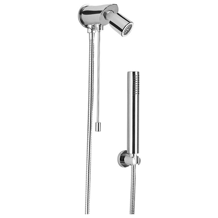 Regadera fija y manual con desviador de varilla, chorro fijo con sistema anticalcáreo, Cromo.