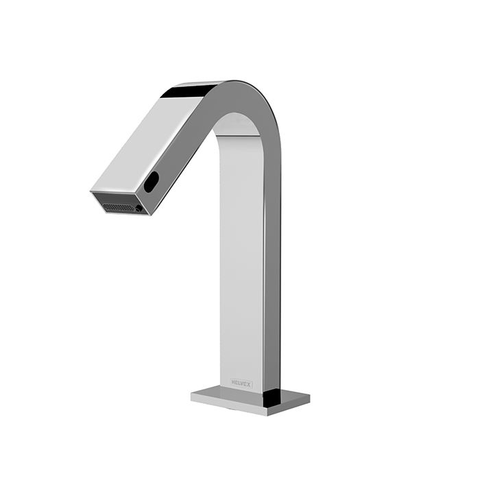 Llave para lavabo electrónica de sensor de baterías y corriente con dosificador de jabón integrado en la llave, Fusión Cromo.