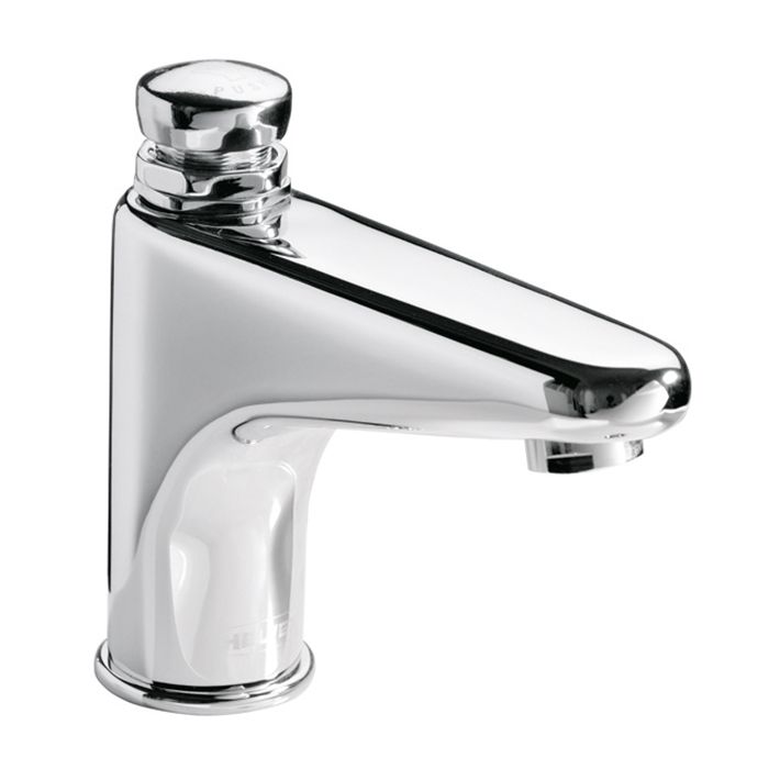 Llave para lavabo temporizadora de cierre automá - tico con antibacterial en el botón, Cromo.