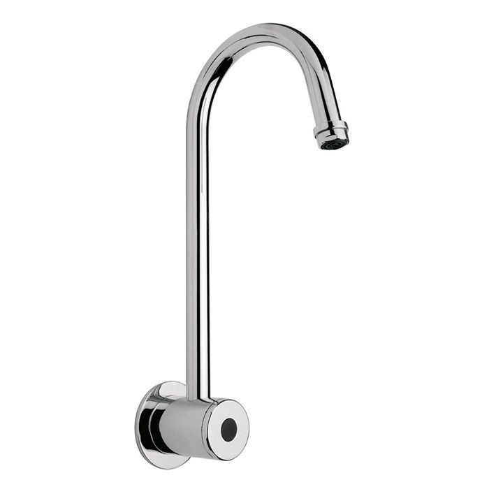 Llave para lavabo electrónica de sensor de baterías a pared, Cromo. Temporizadoras