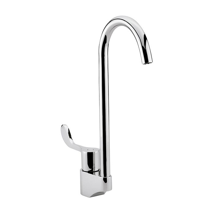 Llave con cuello de ganso giratorio manija corta, Cromo.