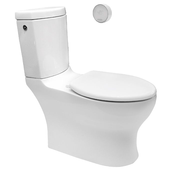 Inodoro taza y tanque Miura16 TCC (Tecnología Cero Contacto), elongado trampa oculta, Sistema Turvex, altura confortable 4.8 LPD, blanco. Incluye asiento de cierre lento con antibacterial.